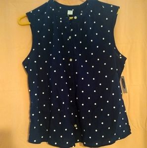 NWT Polka Dot Sleeveless Button Down/Blouse